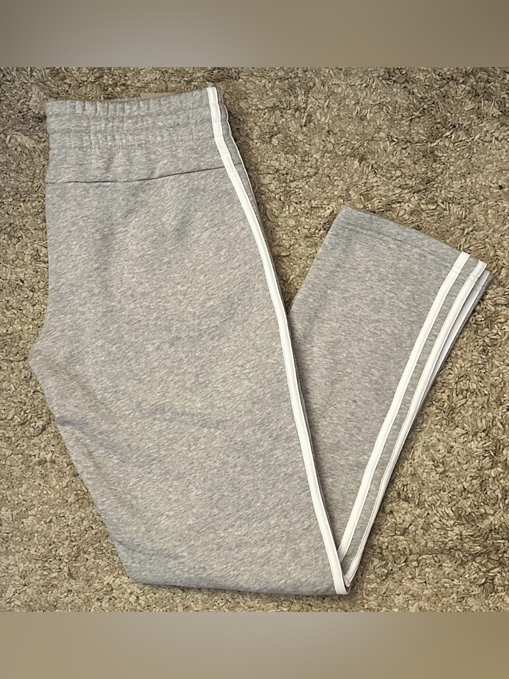 Adidas Women’s M GrayStriped Elastic Waist Drawstring Tapered Casual Track Pants